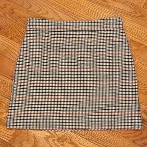 J. Crew Plaid Mini Skirt in Black, Tan and Red